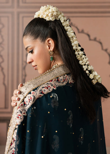 Teal Chiffon Embroidered Guest Wear Online in UK USA Canada