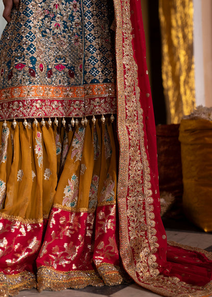Teal Chiffon Flared Gharara Party Wear Online in Dubai UAE Abudhabi Ajman Sharjah