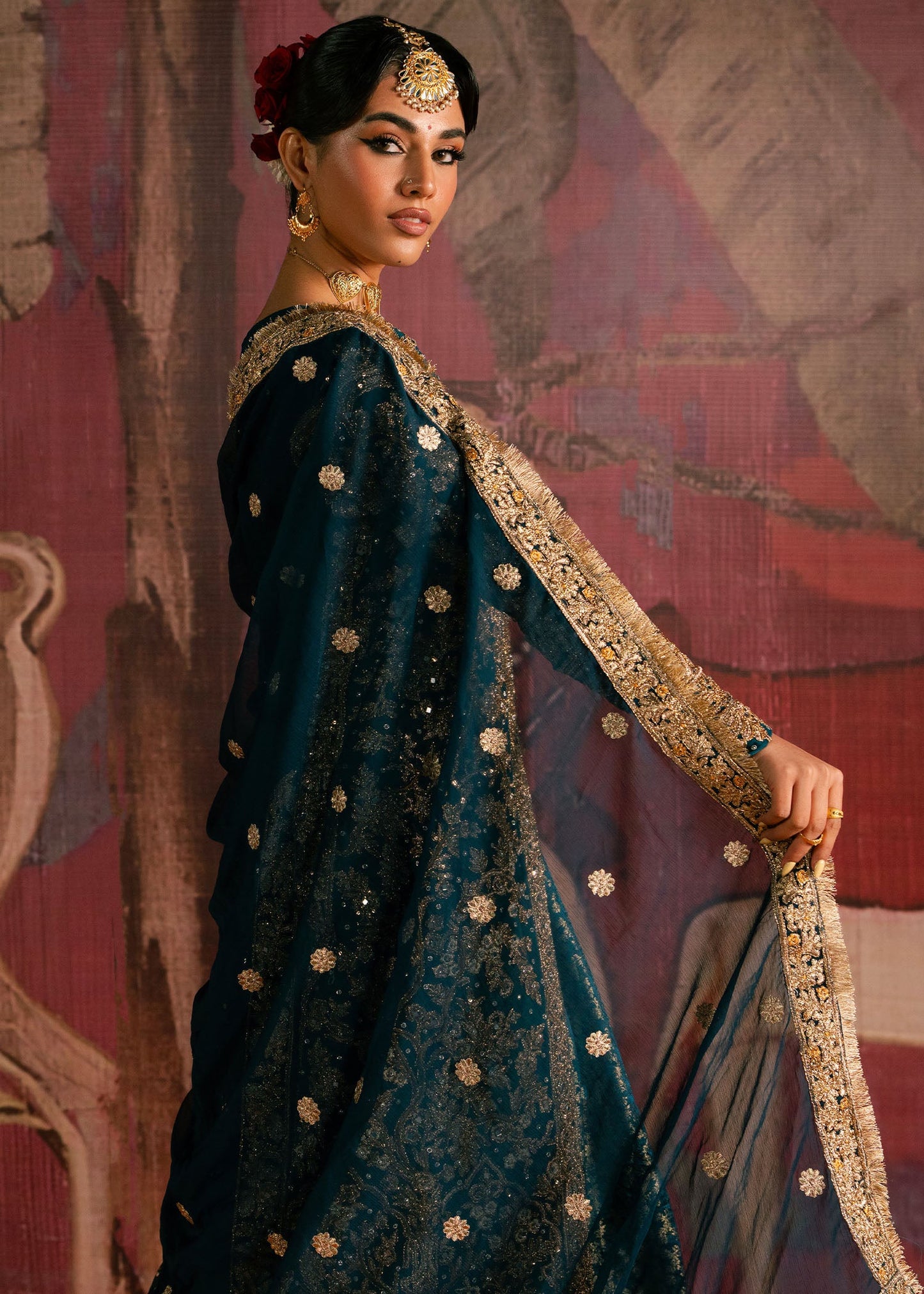 Teal Chiffon Wedding Wear Suit Online in Dubai DXB UAE Abudhabi Meena Bazaar