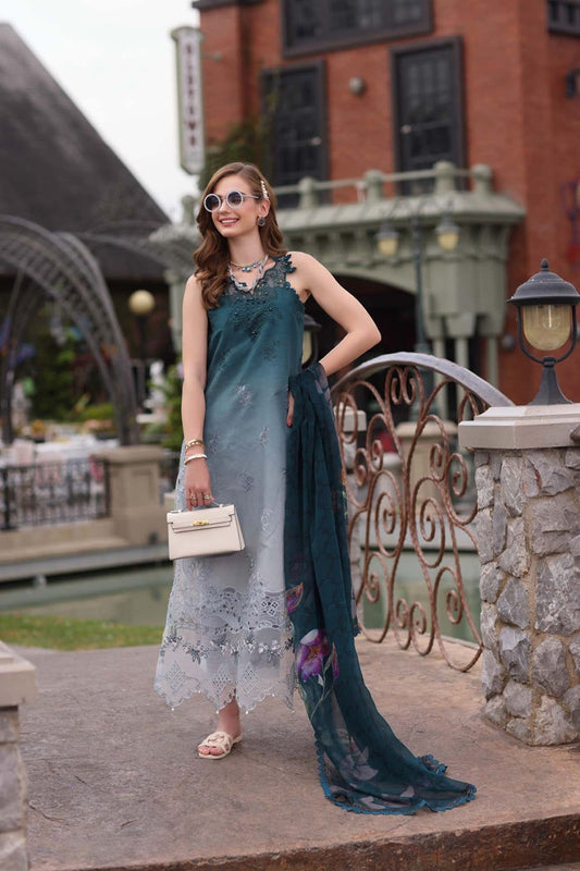 Teal Digital Print Embroidered Lawn Suit Online in Dubai UAE Abudhabi Ajman Sharjah