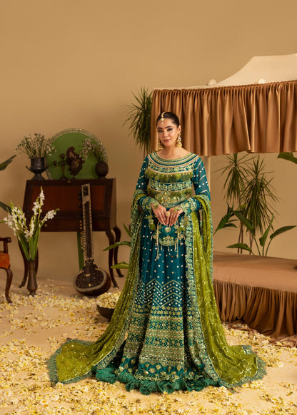 Teal Embellished Chiffon 4 Piece Suit Online in Sri Lanka India Australia