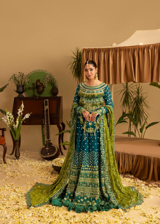 Teal Embellished Chiffon 4 Piece Suit Online in Sri Lanka India Australia