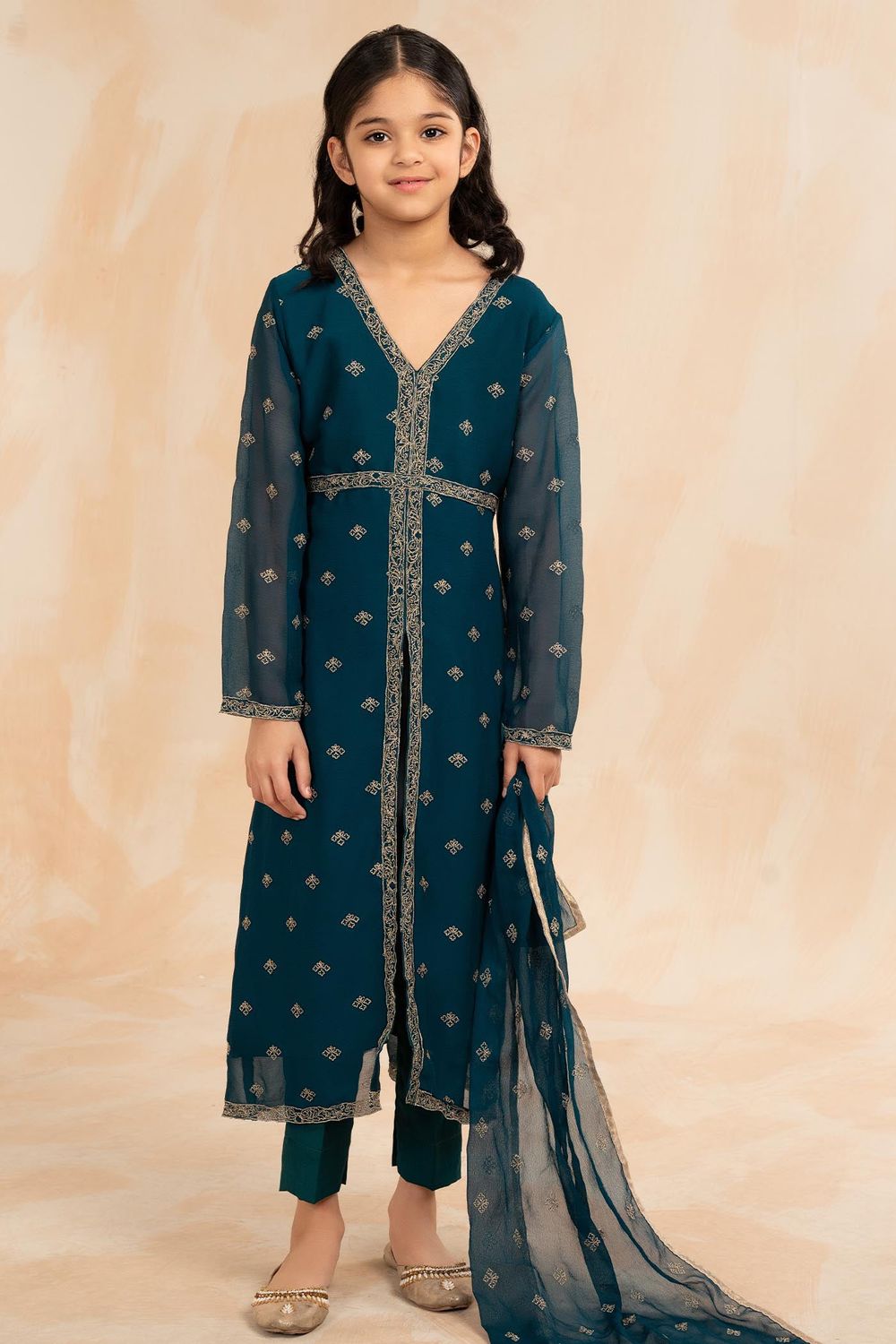 Teal Embellished Chiffon Raw Silk Salwar Kameez Online in Dubai UAE Abudhabi Ajman Sharjah