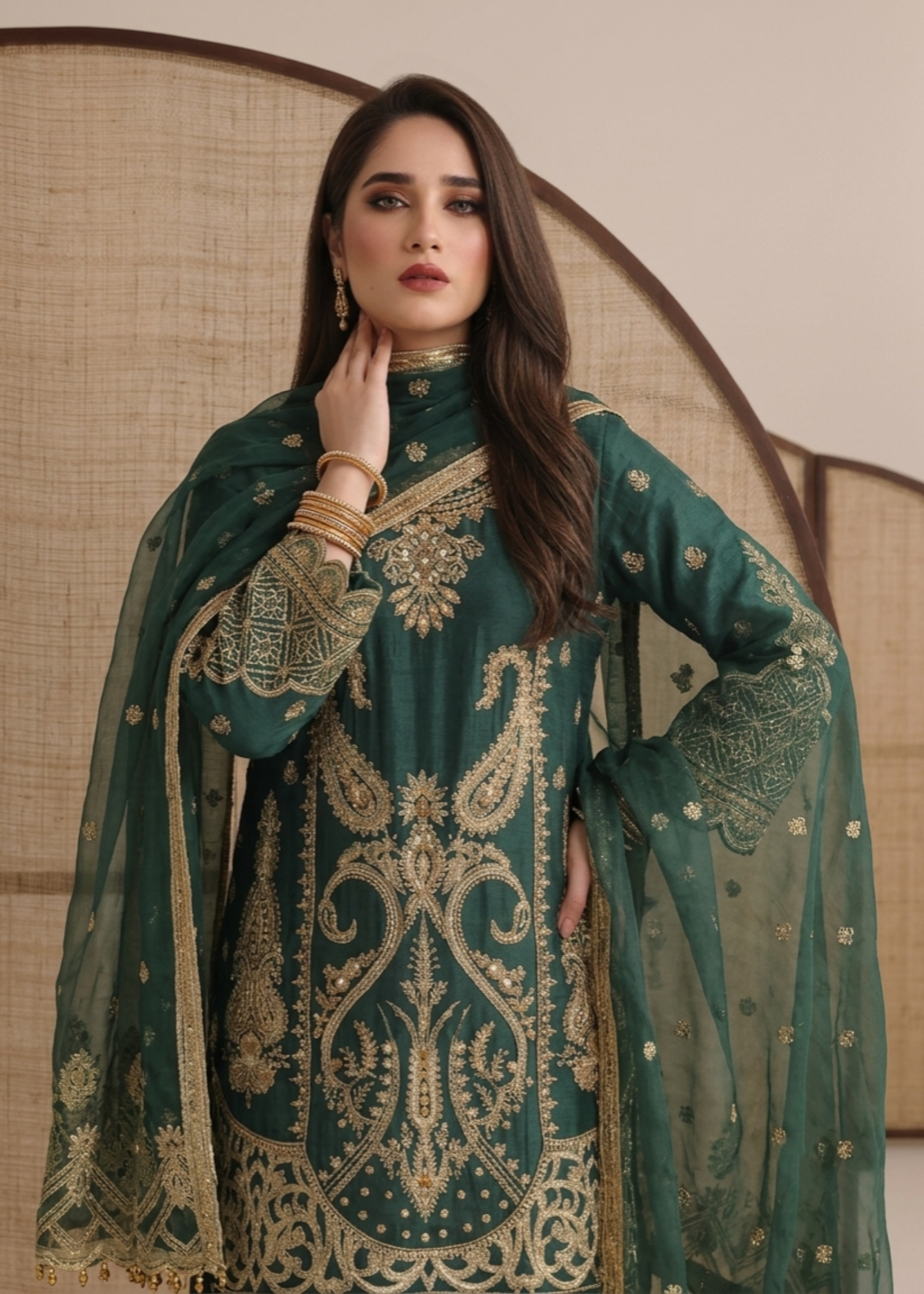 Teal Embellished Organza Partywear Gharara Online in Sri Lanka India Australia