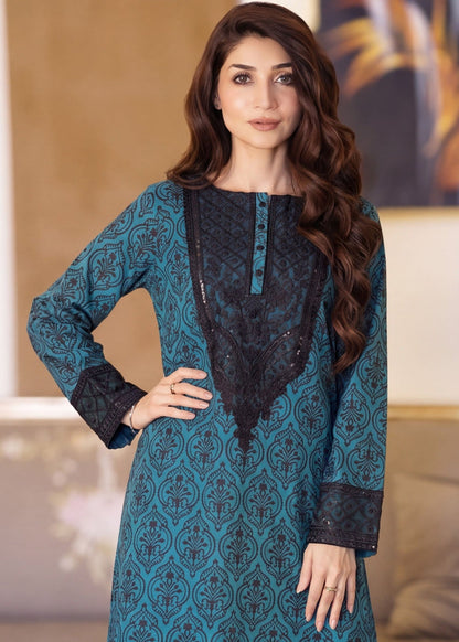 Teal Embroidered Cotton Kaftan Online in Dubai DXB UAE Abudhabi Meena Bazaar