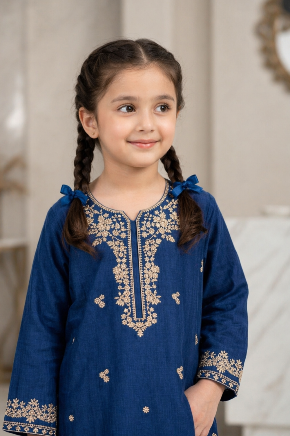 Teal Embroidered Cotton Straight Kurta Set Online in Dubai UAE Abudhabi Ajman Sharjah