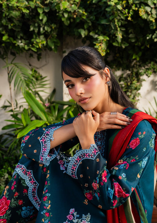 Teal Embroidered Lawn Dress Material Online in Sri Lanka India Australia