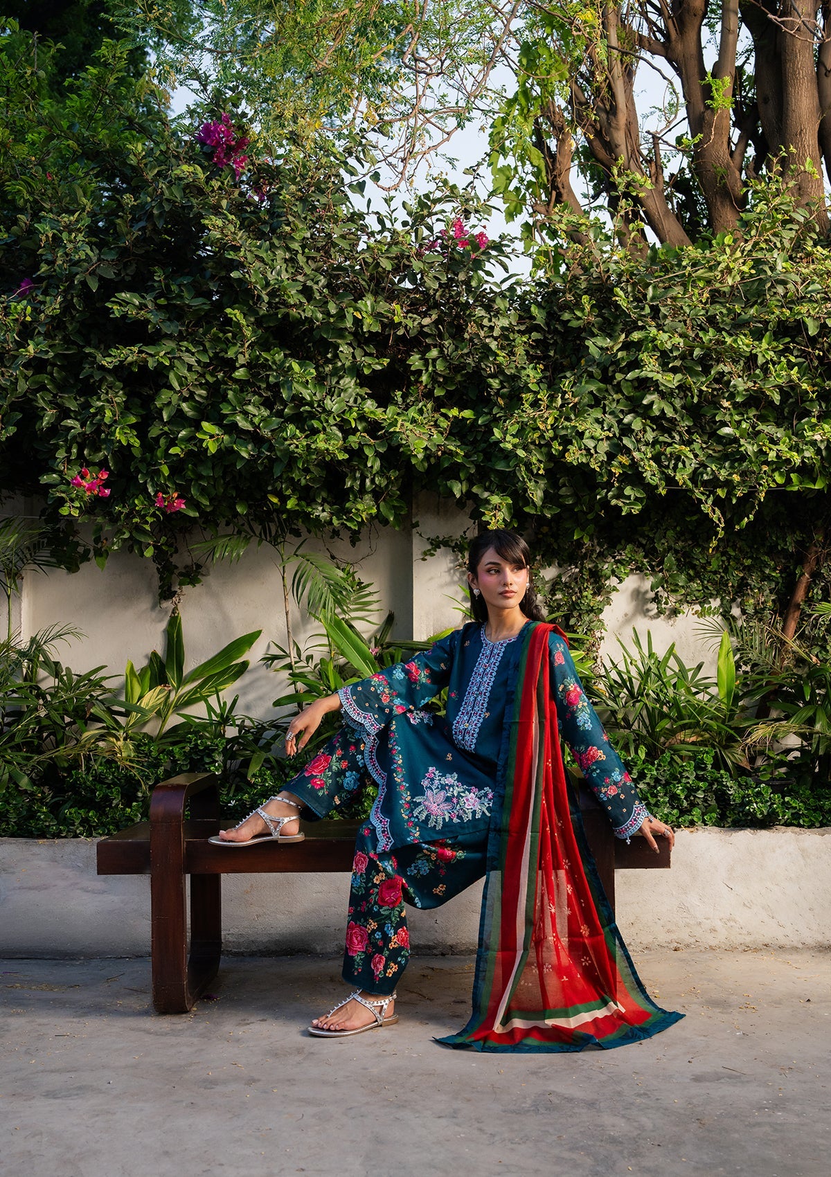 Teal Embroidered Lawn Ladies Suit Online in Sri Lanka India Australia