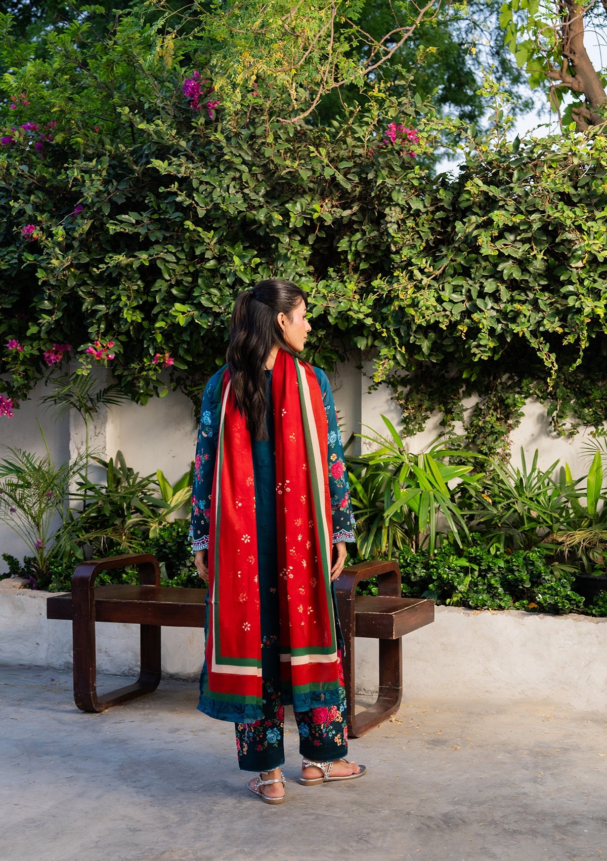 Teal Embroidered Lawn Pakistani Suit Online in Dubai DXB UAE Abudhabi Meena Bazaar