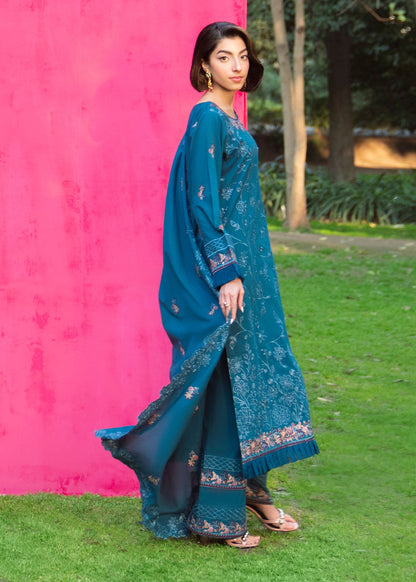 Teal Embroidered Lawn Salwar Suit Online in Dubai UAE Abudhabi Ajman Sharjah