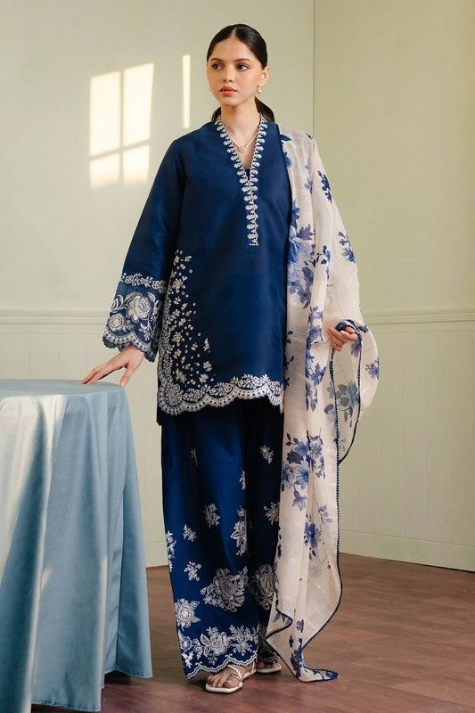 Teal Embroidered Lawn Unstitched Suit Online in Dubai UAE Abudhabi Ajman Sharjah