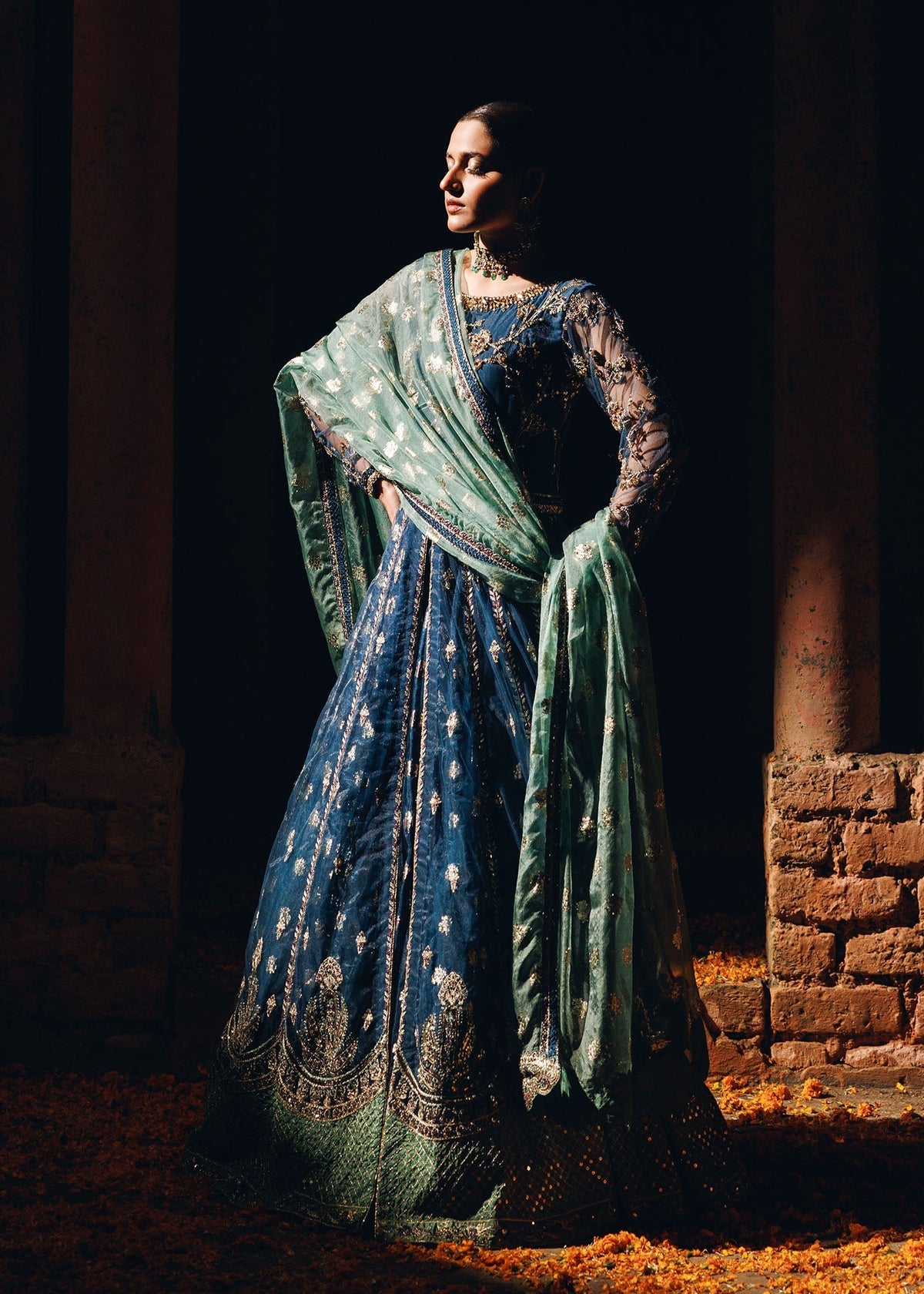 Teal Embroidered Net Designer Salwar Kameez Online in Sri Lanka India Australia