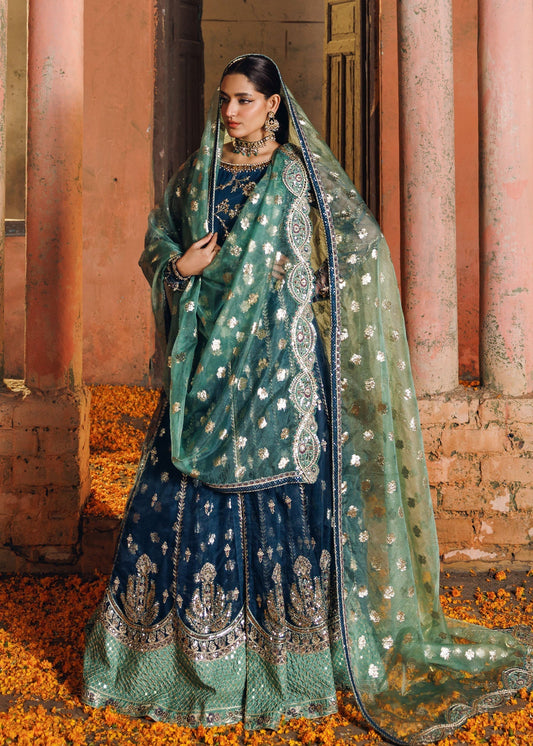 Teal Embroidered Net Festive Suit Online in Dubai DXB UAE Abudhabi Meena Bazaar