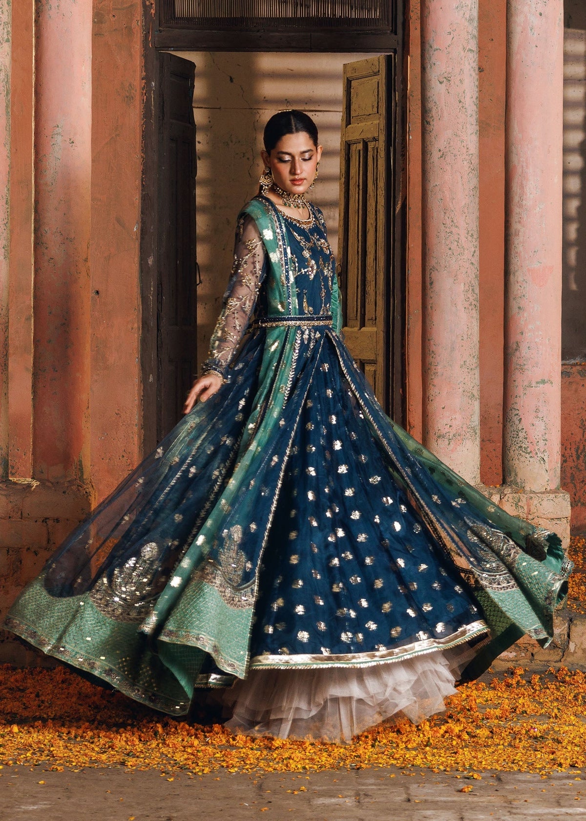 Teal Embroidered Net Pakistani Designer Suit Online in Sri Lanka India Australia