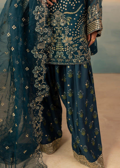 Teal Embroidered Organza Pakistani Suit Online in Dubai DXB UAE Abudhabi Meena Bazaar