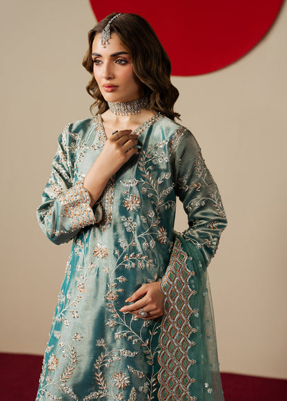 Teal Festive Embroidered Jacquard Salwar Suit Online in Sri Lanka India Australia