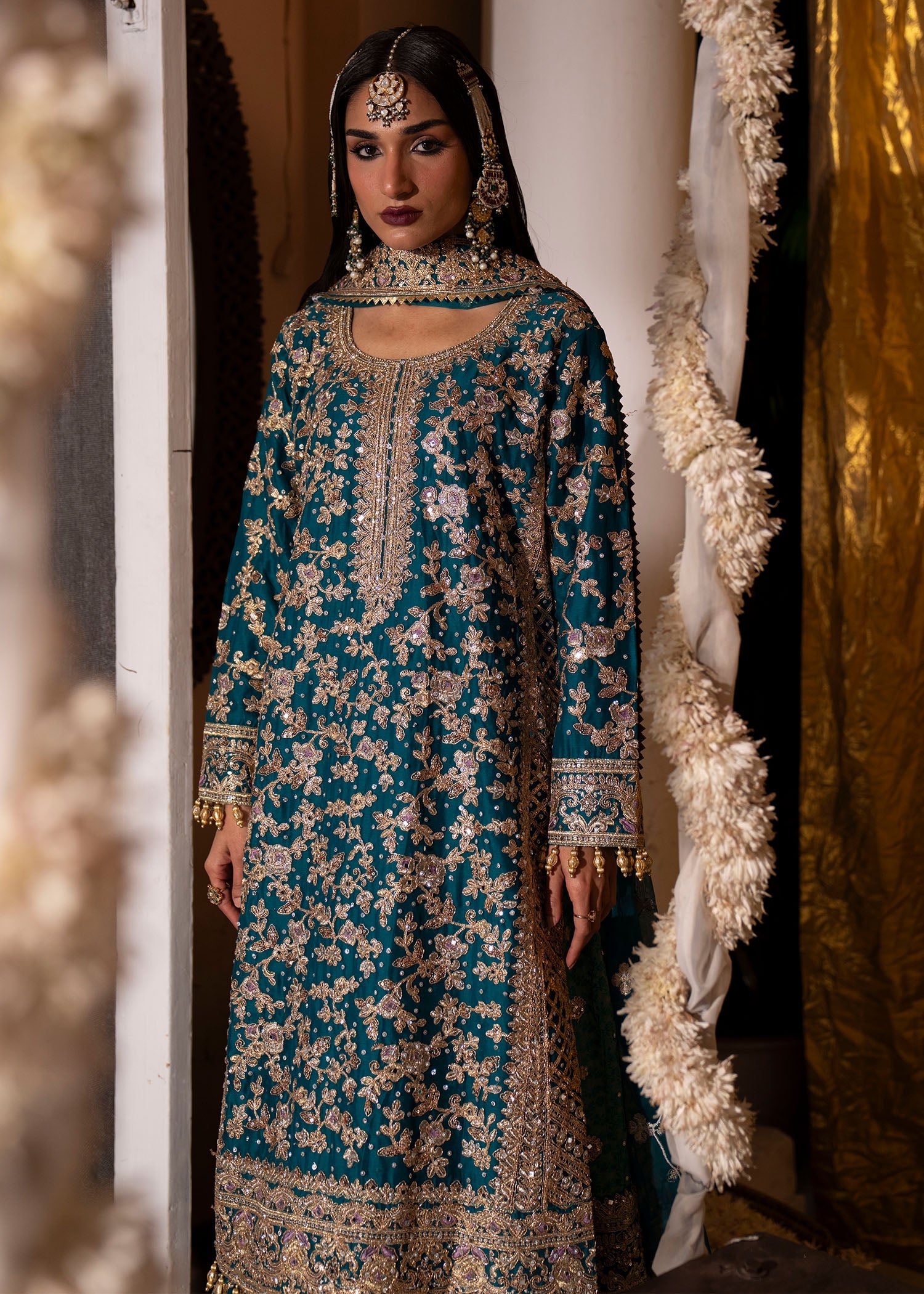 Teal Festive Wear Charmuse Salwar Kameez Online in KSA Riyadh Saudi Arabia Oman Bahrain Qatar