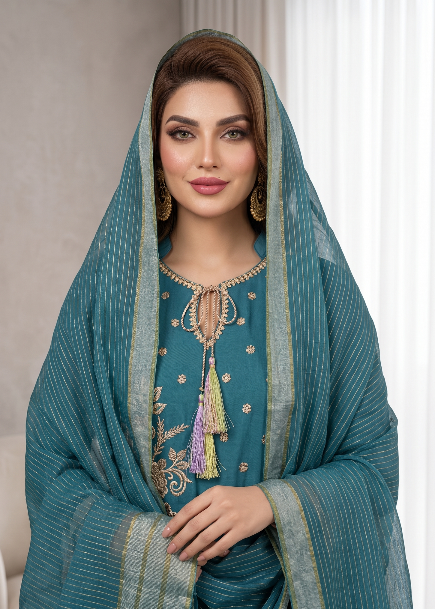 Teal Jacquard Festive Wear Salwar Kameez Online in UK USA Canada