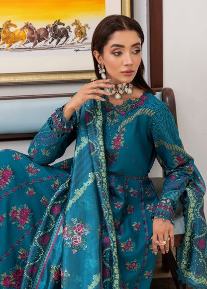 Teal Lawn Printed Festive Wear Salwar Kameez Online in UK USA Canada