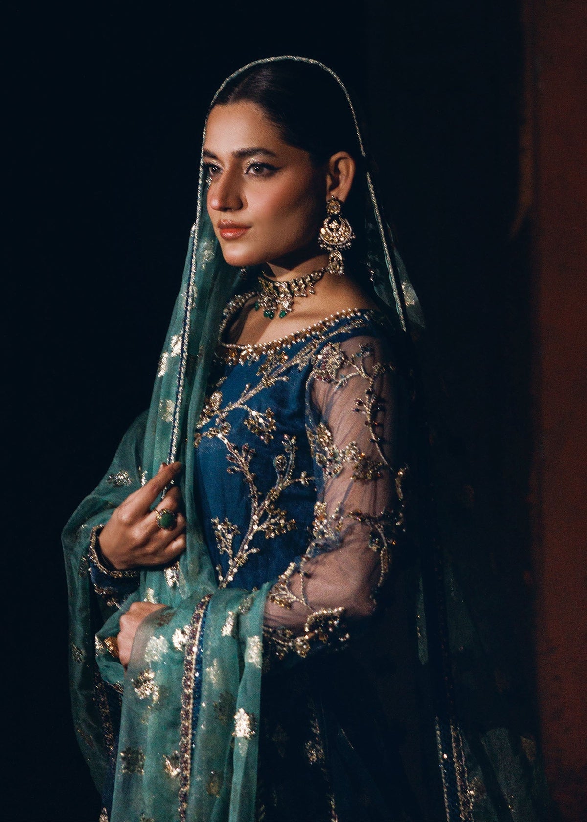 Teal Net Embroidered Salwar Suit Online in Dubai UAE Abudhabi Ajman Sharjah