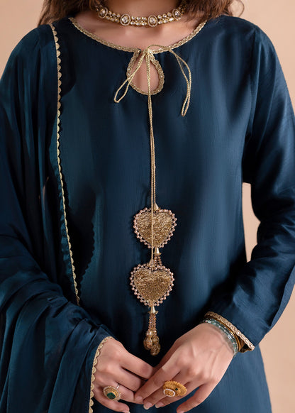 Teal Raw Silk Festive Pakistani Designer Suit Online in Dubai UAE Abudhabi Ajman Sharjah
