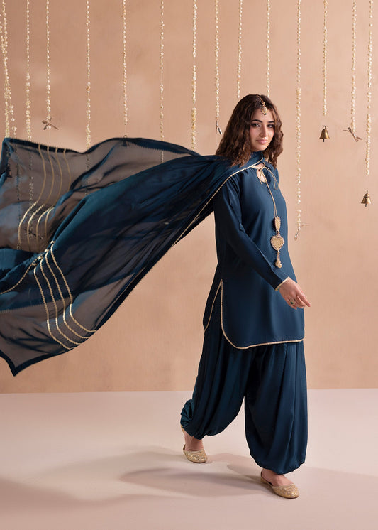 Teal Raw Silk Partywear Salwar Suit Online in Sri Lanka India Australia
