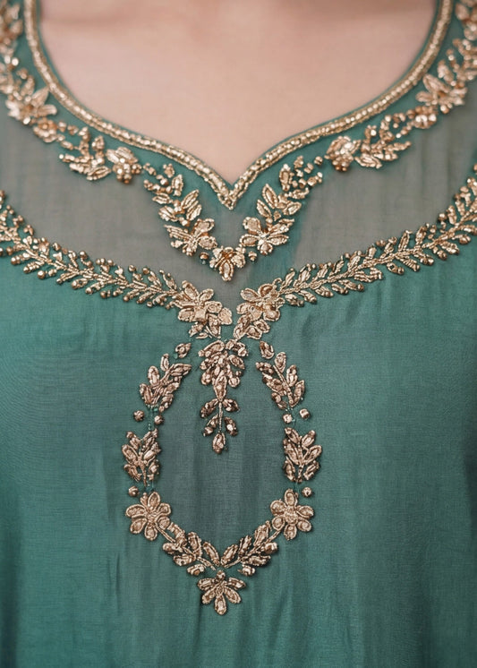 Teal Silk Embellished Straight Kurta Suit Online in Dubai DXB UAE Abudhabi Meena Bazaar