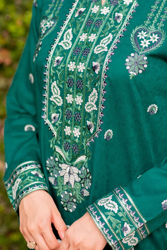 Teal Embroidered Kurta with Straight Pants