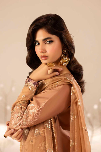 Tea Rose Pink Hand Embellished Suit with Crushed Silk Sharara