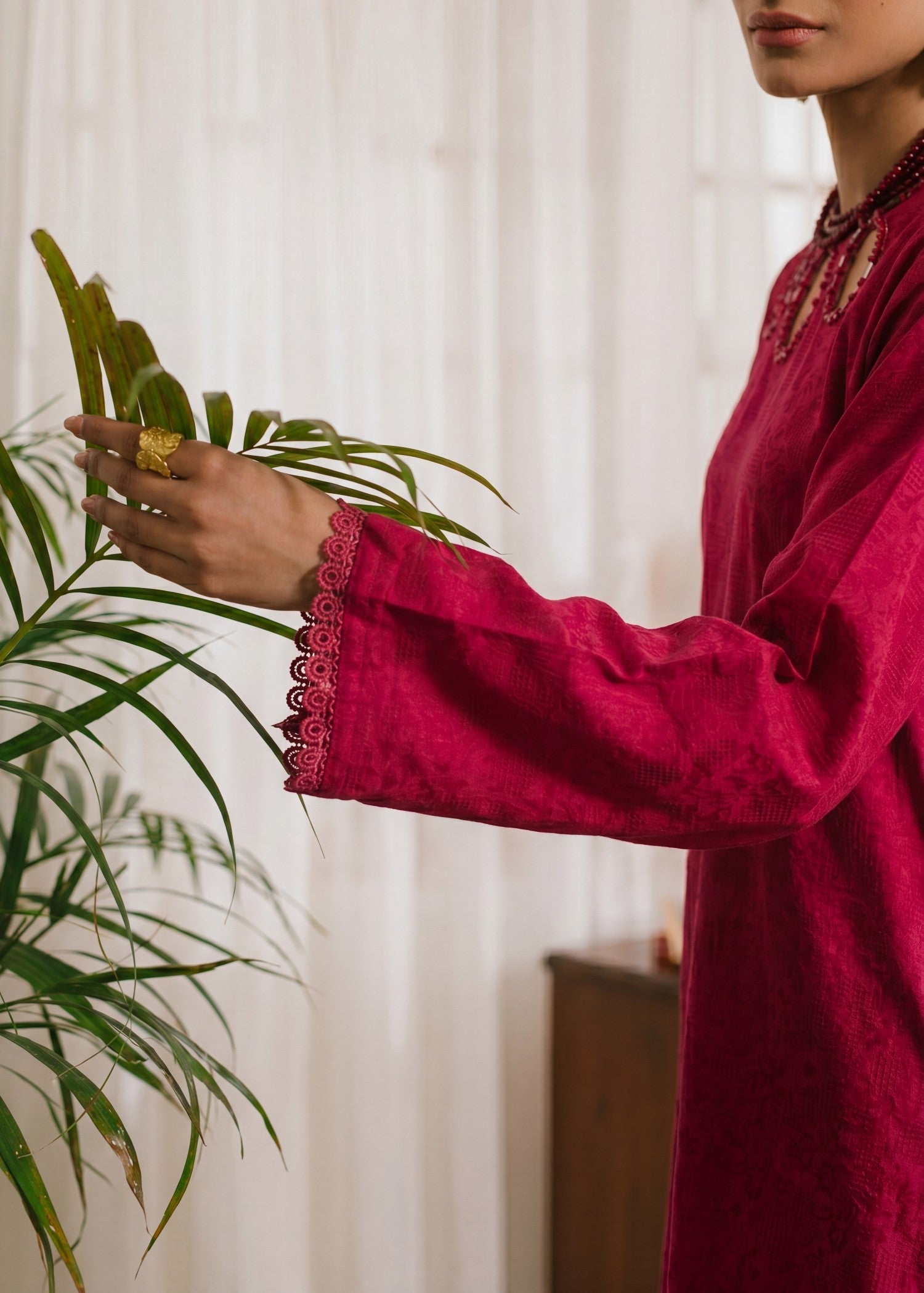 Textured Lawn Maroon Embellished Suit Online in Dubai DXB UAE Abudhabi Meena Bazaar