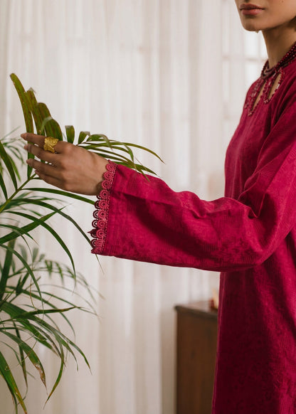 Textured Lawn Maroon Embellished Suit Online in Dubai DXB UAE Abudhabi Meena Bazaar