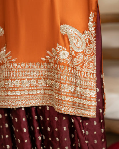 Tilla Embroidered Shamoz Silk Pakistani Clothes for Mehndi Online in Dubai UAE Abudhabi Ajman Sharjah