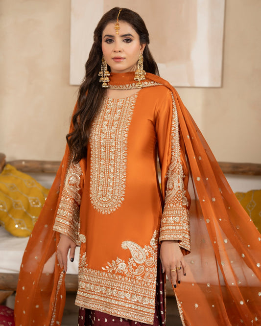 Tilla Sequins Work Shamoz Silk Salwar Kameez Online in KSA Riyadh Saudi Arabia Oman Bahrain Qatar