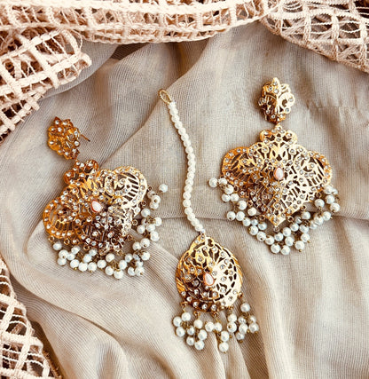 Traditional Hyderabadi Noor Malaa White Jewellery Set Online in UK USA Canada