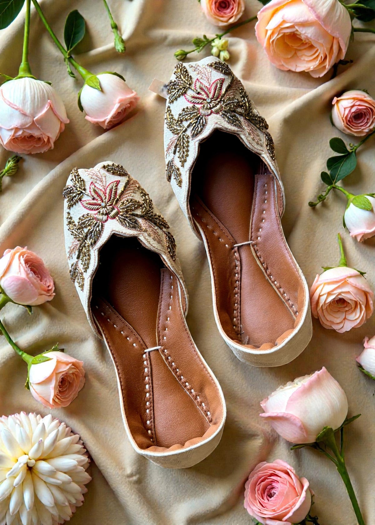 Traditional Ivory Khussa Wedding Shoes Online in UK USA Canada