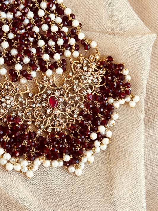 Traditional Maroon Jhoomar Jewellery Online in KSA Riyadh Saudi Arabia Oman Bahrain Qatar