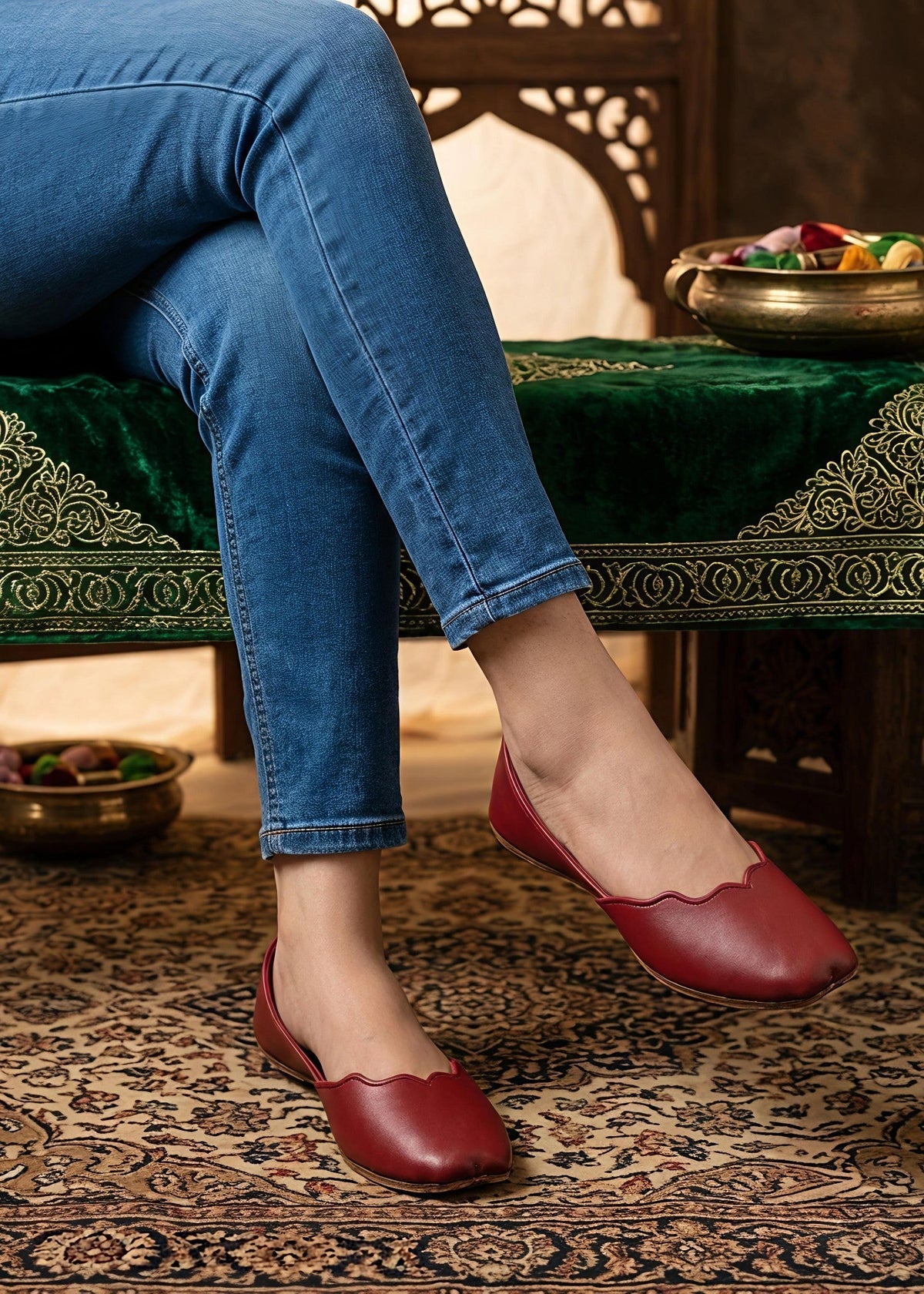 Traditional Maroon Jutti Footwear Online in UK USA Canada