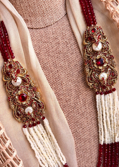Traditional Maroon Kundan Style Jewellery Set Online in UK USA Canada
