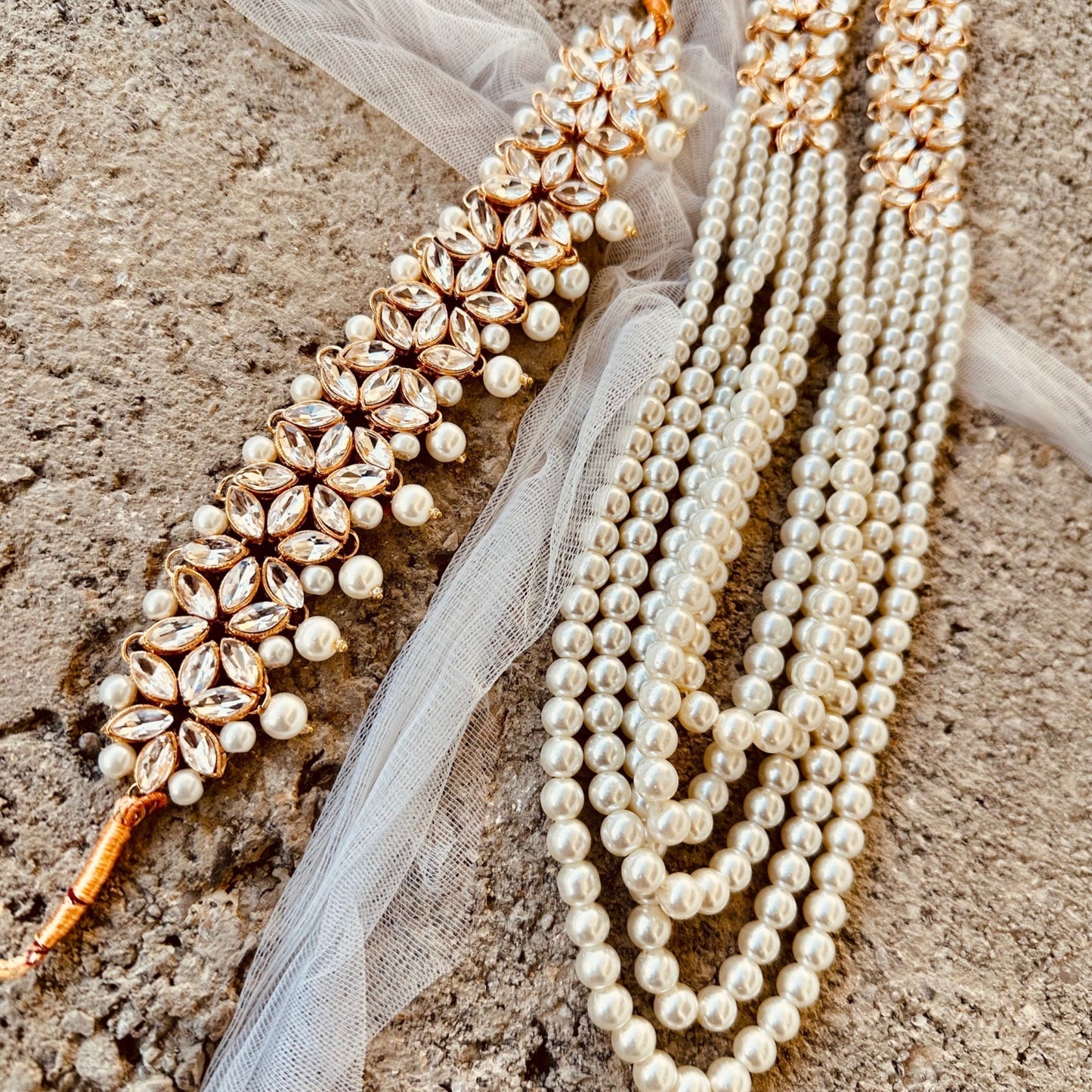 Traditional Pearl White Jewellery Set Online in UK USA Canada