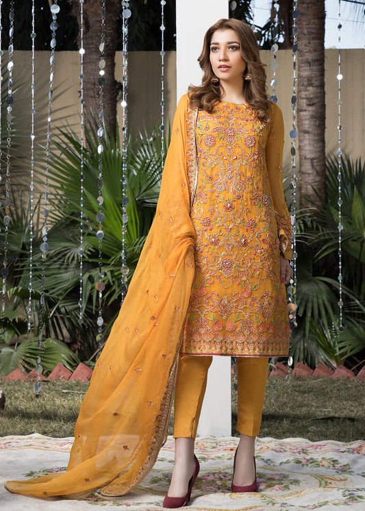 Traditional Saffron Adda Work Salwar Kameez Online in KSA Riyadh Saudi Arabia Oman Bahrain Qatar