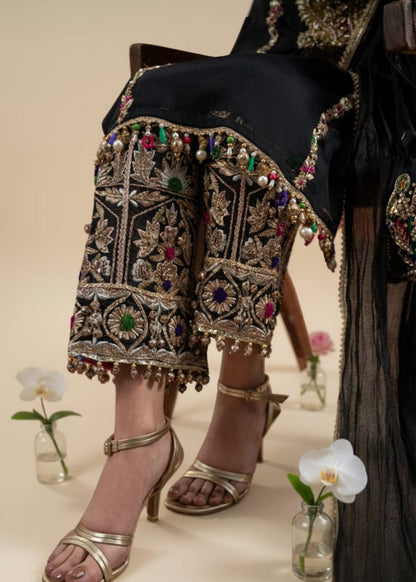 Trending Black Organza Pakistani Designer Suits Online in KSA Riyadh Saudi Arabia Oman Bahrain Qatar