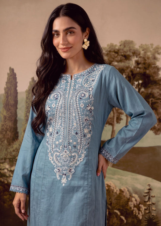 Trending Carolina Blue Patchwork Sharara Online in Dubai DXB UAE Abudhabi Meena Bazaar