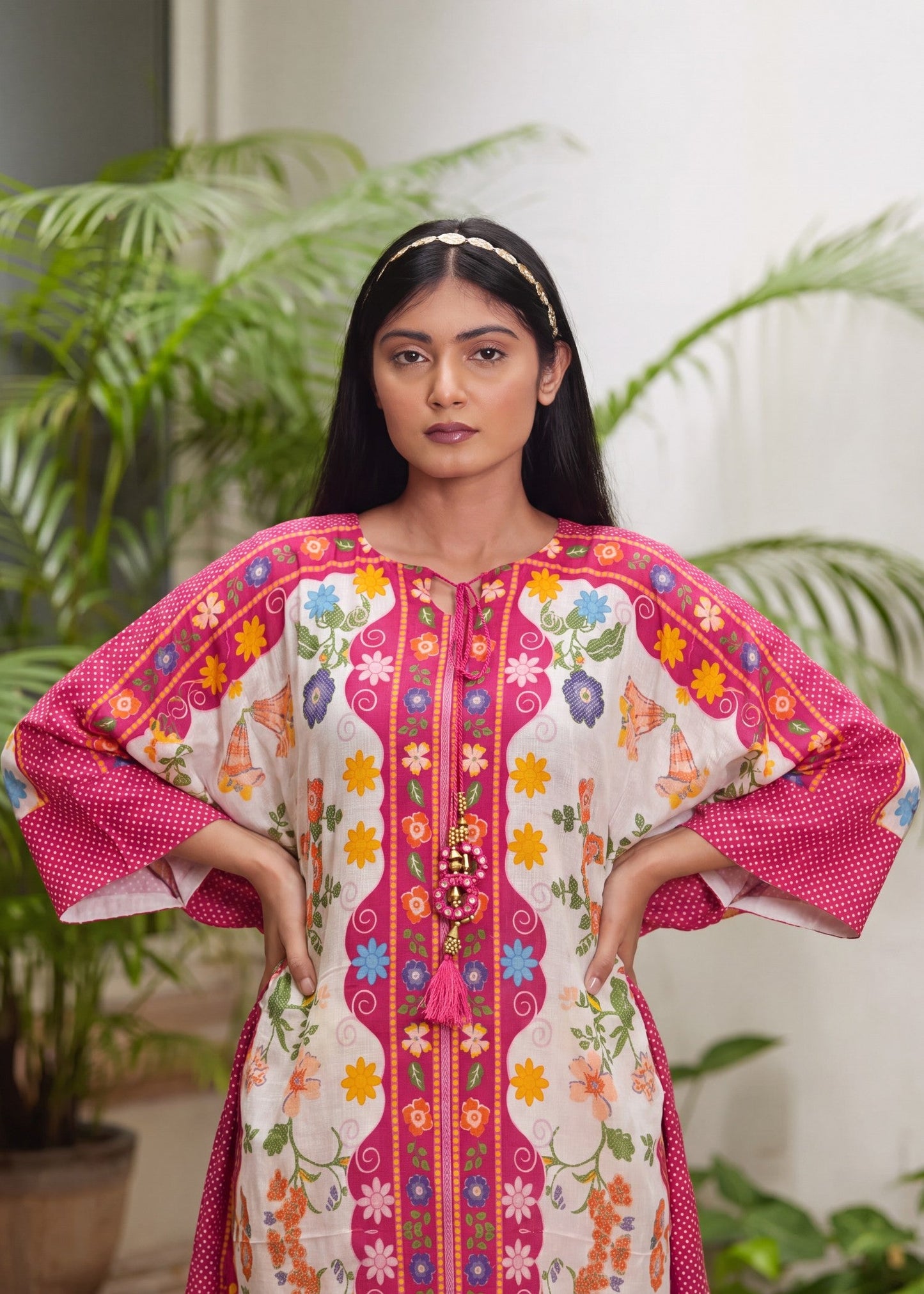 Trending Hot Pink Red Lawn Kaftan Online in Sri Lanka India Australia