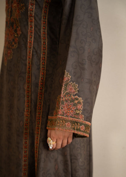 Trending Mocha Brown Embroidered Khaddar Maxi Online in KSA Riyadh Saudi Arabia Oman Bahrain Qatar