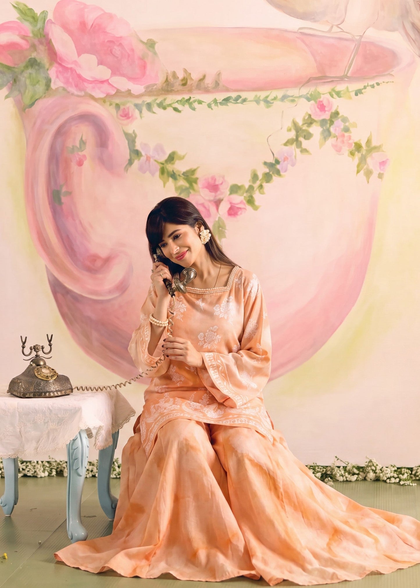 Trending Peach Orange Sharara Suit for Women Online in Sri Lanka India Australia