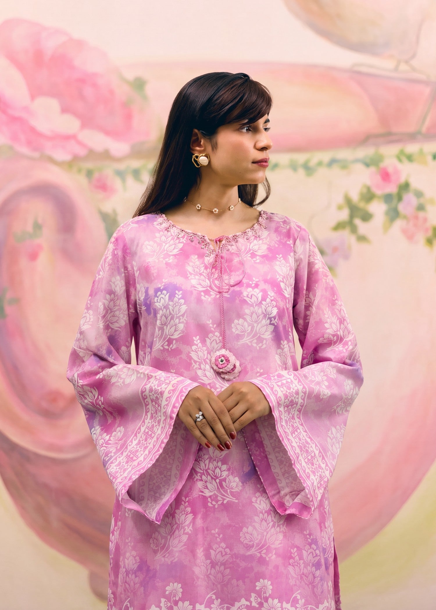 Trending Pink Lawn Sharara Outfit Online in Dubai DXB UAE Abudhabi Meena Bazaar