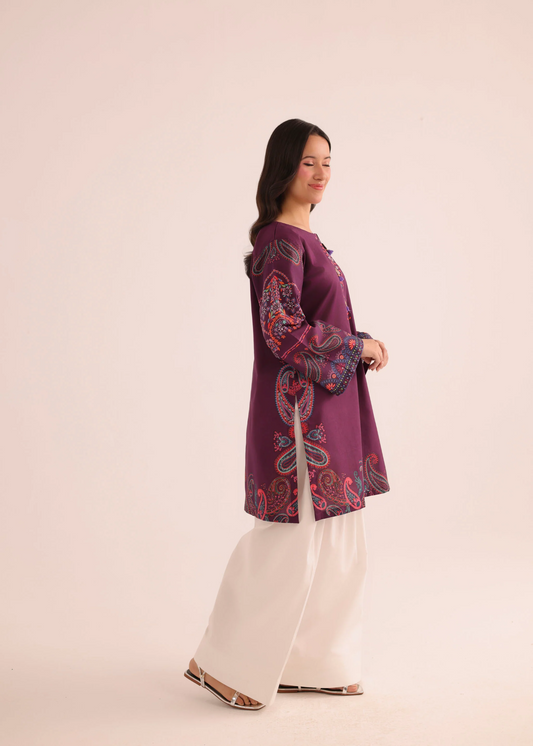 Trending Purple Poly Lawn Unstitched Suit Online in Sri Lanka India Australia
