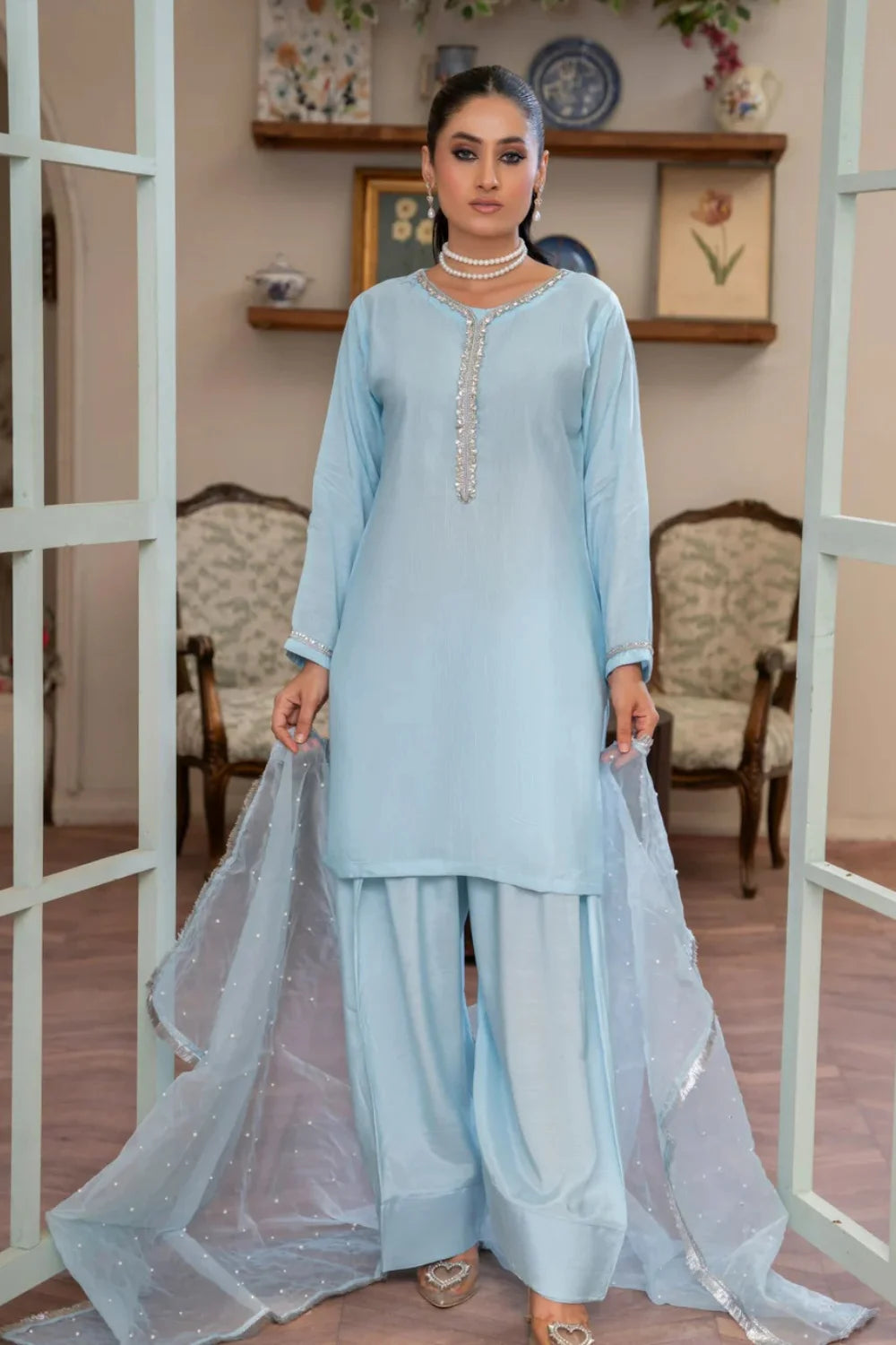 Embellished Farshi Shalwar Suit