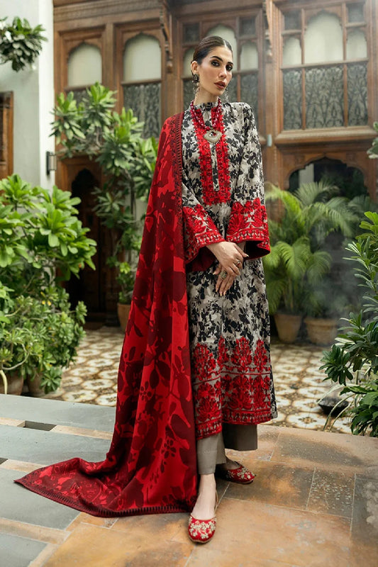 Pure Lawn Suit with Contrasting Red Chiffon Dupatta