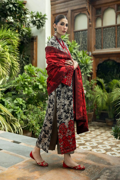 Pure Lawn Suit with Contrasting Red Chiffon Dupatta